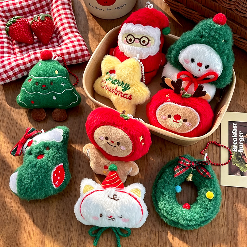 Backpacks - 9 adet/set Noel temalı peluş anahtarlık,