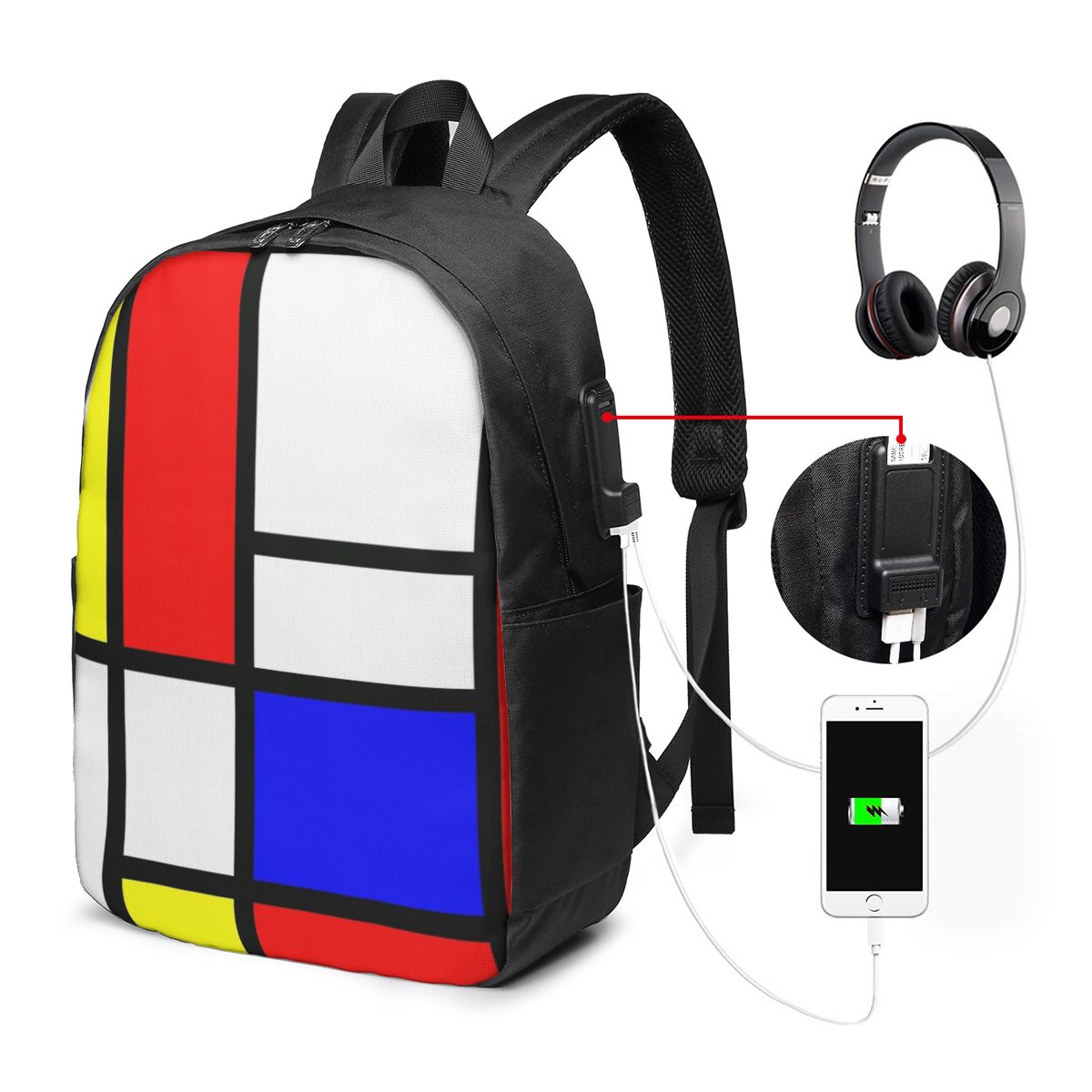 Piet Mondrian Kompozisyon Sırt - Travel Bags incelemesi ve fiyatı